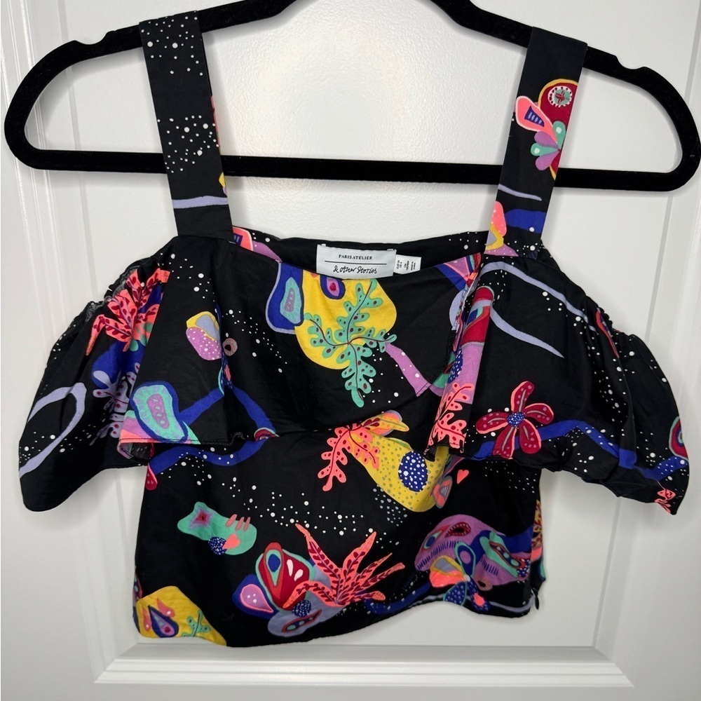Paris Atelier & Other Stories Multi Color Black Crop Top Size 4 - Picture 1 of 8